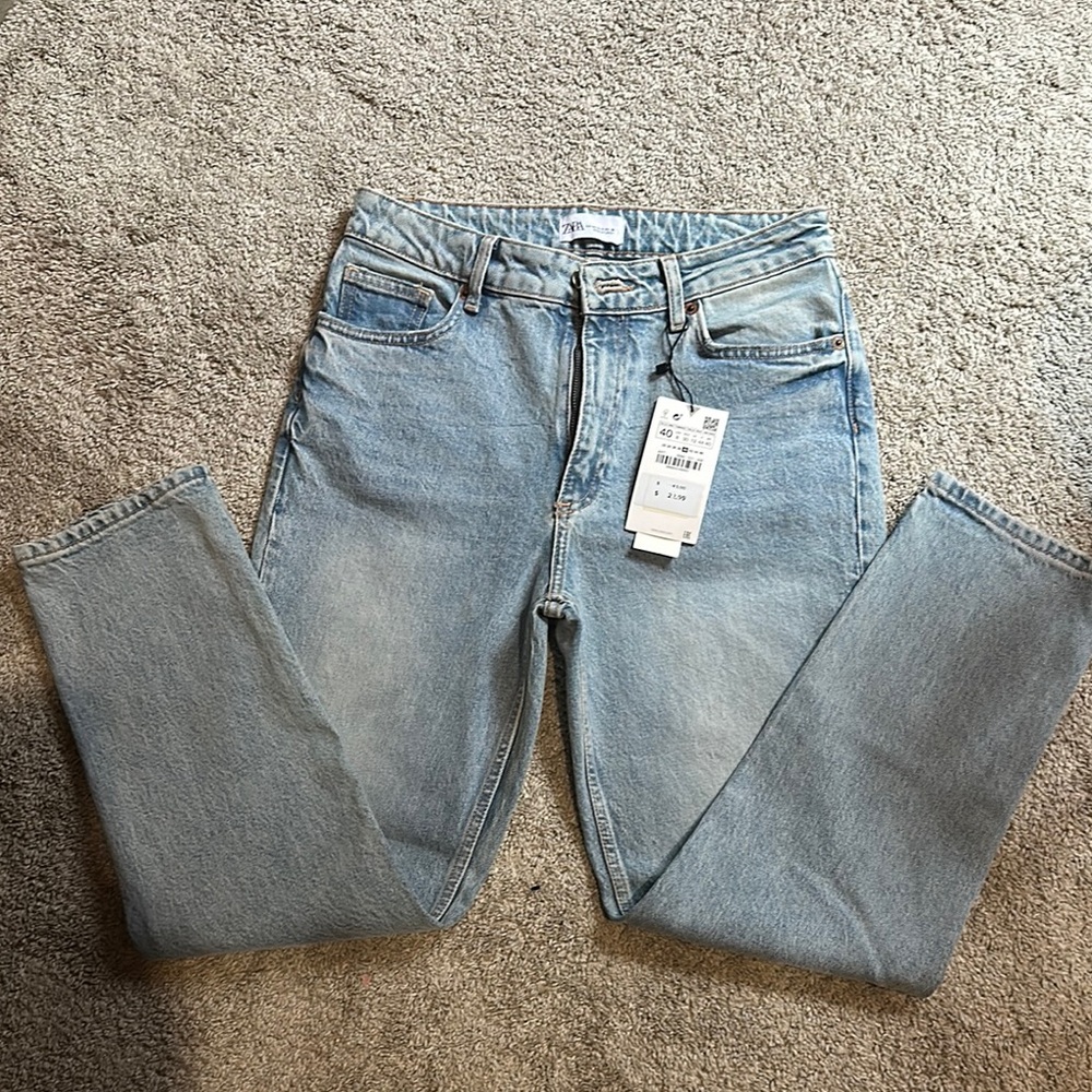 Zara Women's High Rise Jeans - Light Blue